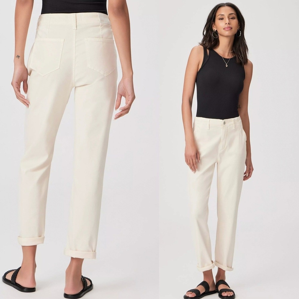 PAIGE‎ Drew High Rise Straight Leg Cargo Quartz Sands Utility Jeans Womens 32x29